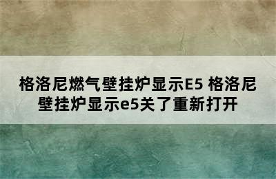 格洛尼燃气壁挂炉显示E5 格洛尼壁挂炉显示e5关了重新打开